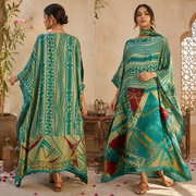 Custom made 100% VINTAGE silk (crepe de chine) Kaftan dress, hand made, unique, personalized, relaxed style