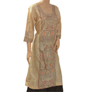 Pure Silk Kalamkari Print Long Kurta (Large)