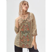 Pure Silk Kalamkari Print Long Kurta (Large)