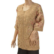 Pure Silk Zardozi Party Wear Short Kurta Top (Medium)
