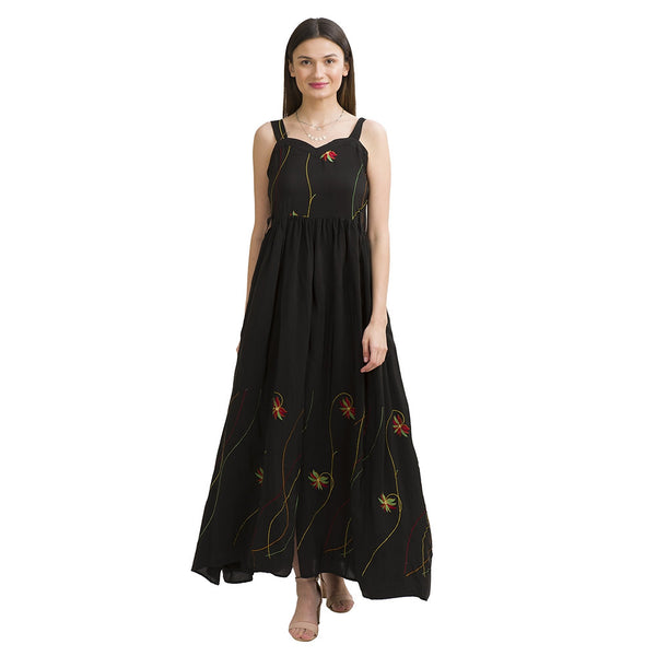 Pure Crepe Silk Sweetheart Long Dress