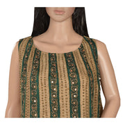 Pure Silk Hand Beaded Long Kurta Sequins Work (X-Lage)