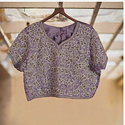 Satin Silk Hand Beaded Crop Top Blouse