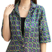 Cotton Floral Phulkari Short Jacket Blazer (Large)