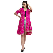 Flared Pure Silk Zardozi Short Party Wear Jacket Shrug Upcycled (Large)