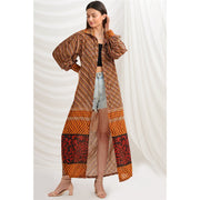 Pure Silk Printed Long Dress (Medium)