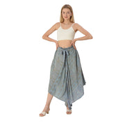 Pure Crepe Silk Long Skirt,Upcycled Free Size (Small)
