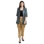 Cotton Floral Phulkari Short Jacket Blazer (Large)