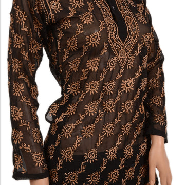 Georgette Hand Embroidered Chikankari Kurta Top (Medium)
