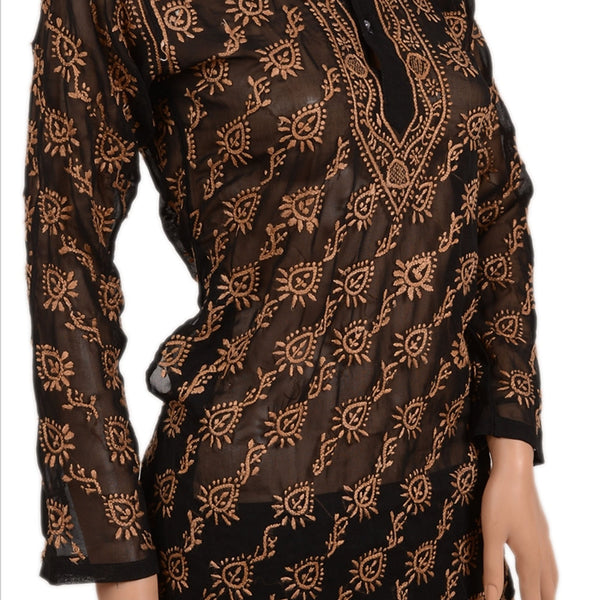 Georgette Hand Embroidered Chikankari Kurta Top (Medium)