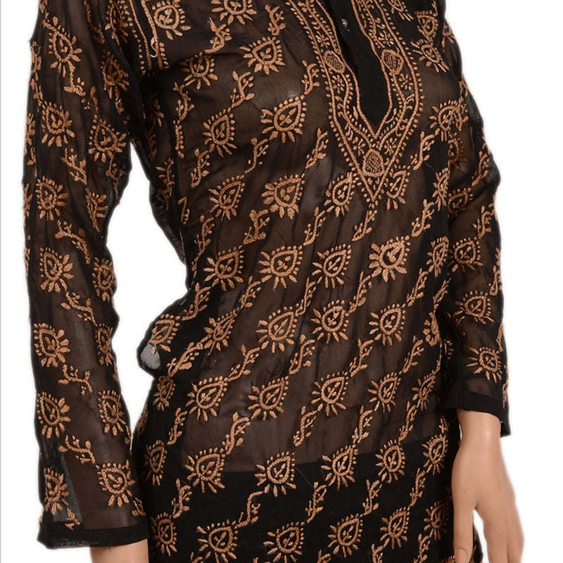 Georgette Hand Embroidered Chikankari Kurta Top (Medium)