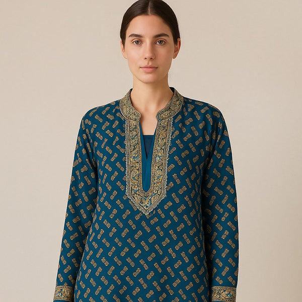 Pure Georgette Silk Hand Embroidered Long Kurta