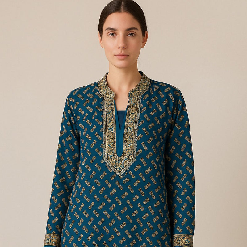 Pure Georgette Silk Hand Embroidered Long Kurta