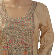 Pure Silk Kalamkari Print Long Kurta (Large)