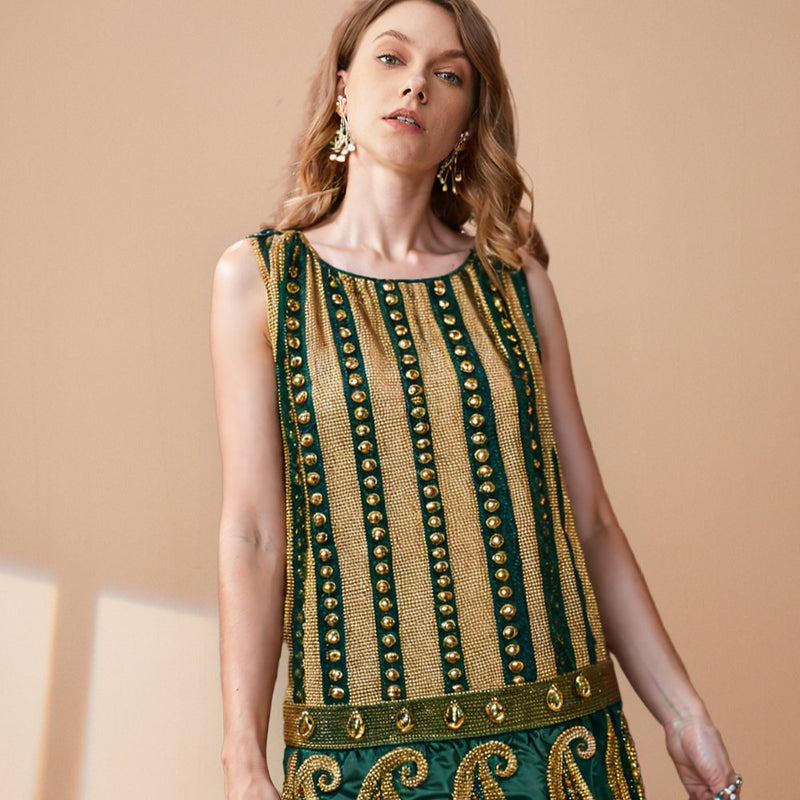 Pure Silk Hand Beaded Long Kurta Sequins Work (X-Lage)