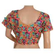 Art Silk Embroidered Crop Top Blouse (Medium)