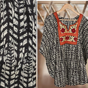 Cotton Embroidered Short Kaftan Top (Free Size)