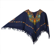 Pure Wool Hand Embroidered Poncho (Free Size)