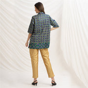 Cotton Floral Phulkari Short Jacket Blazer (Large)