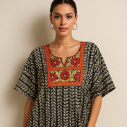 Cotton Embroidered Short Kaftan Top (Free Size)