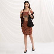 Pure Crepe Silk Skirt With Blazer Co-Ord Set (Medium)