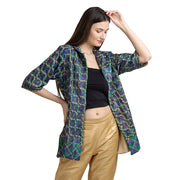Cotton Floral Phulkari Short Jacket Blazer (Large)