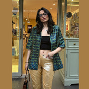Cotton Floral Phulkari Short Jacket Blazer (Large)