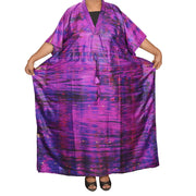 Pure Silk Artisan Tie & Dye Long Kaftan Dress (Adjustable Waist Belt)